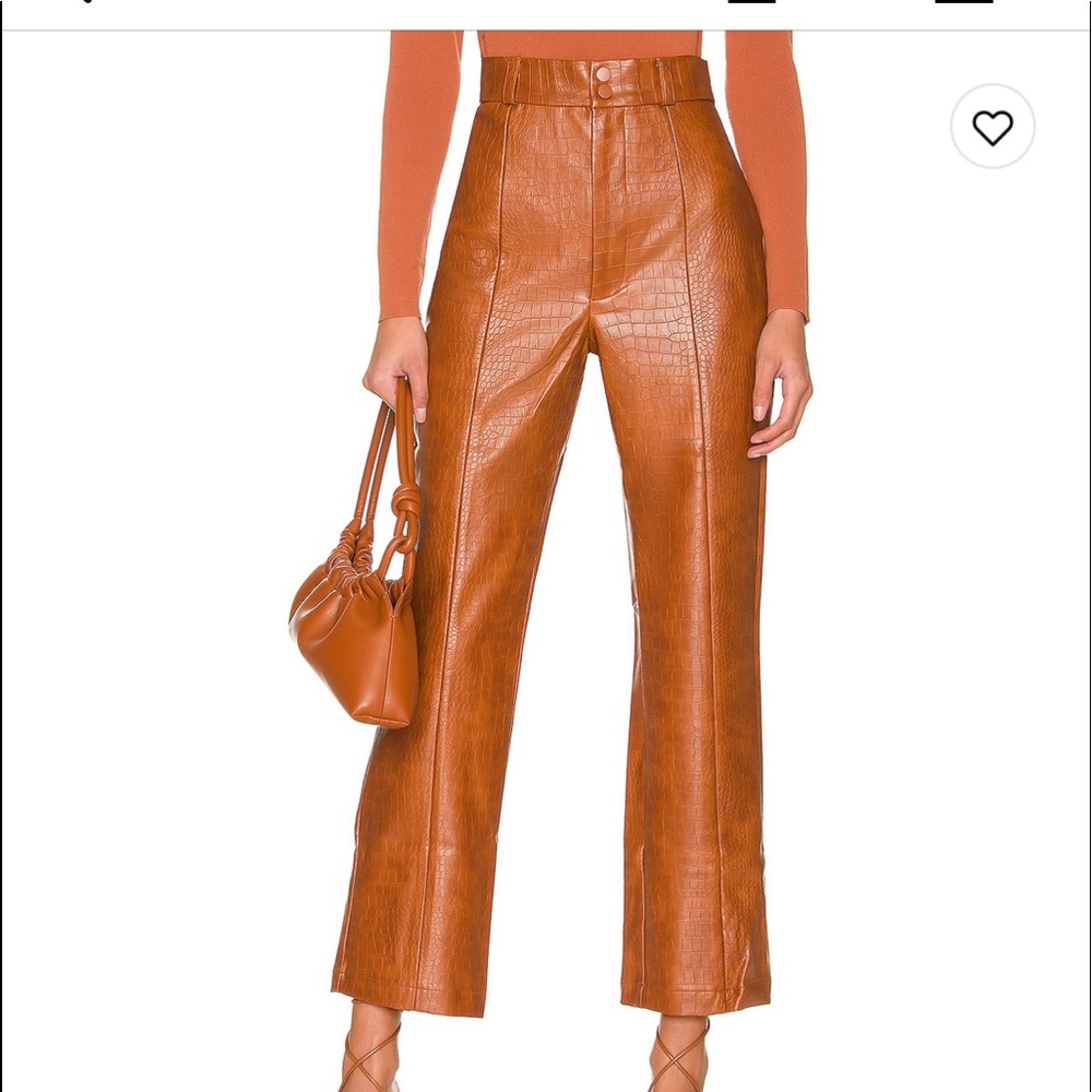 Bardot BROWN Croc Vegan Leather Pant - Small